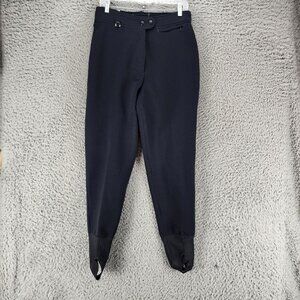 Sportina Pants Womens 14 Black Wool Blend High Rise Stirrup Ski Pants *GUC*